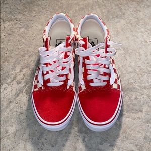 Vans red and white checkerboard old skool